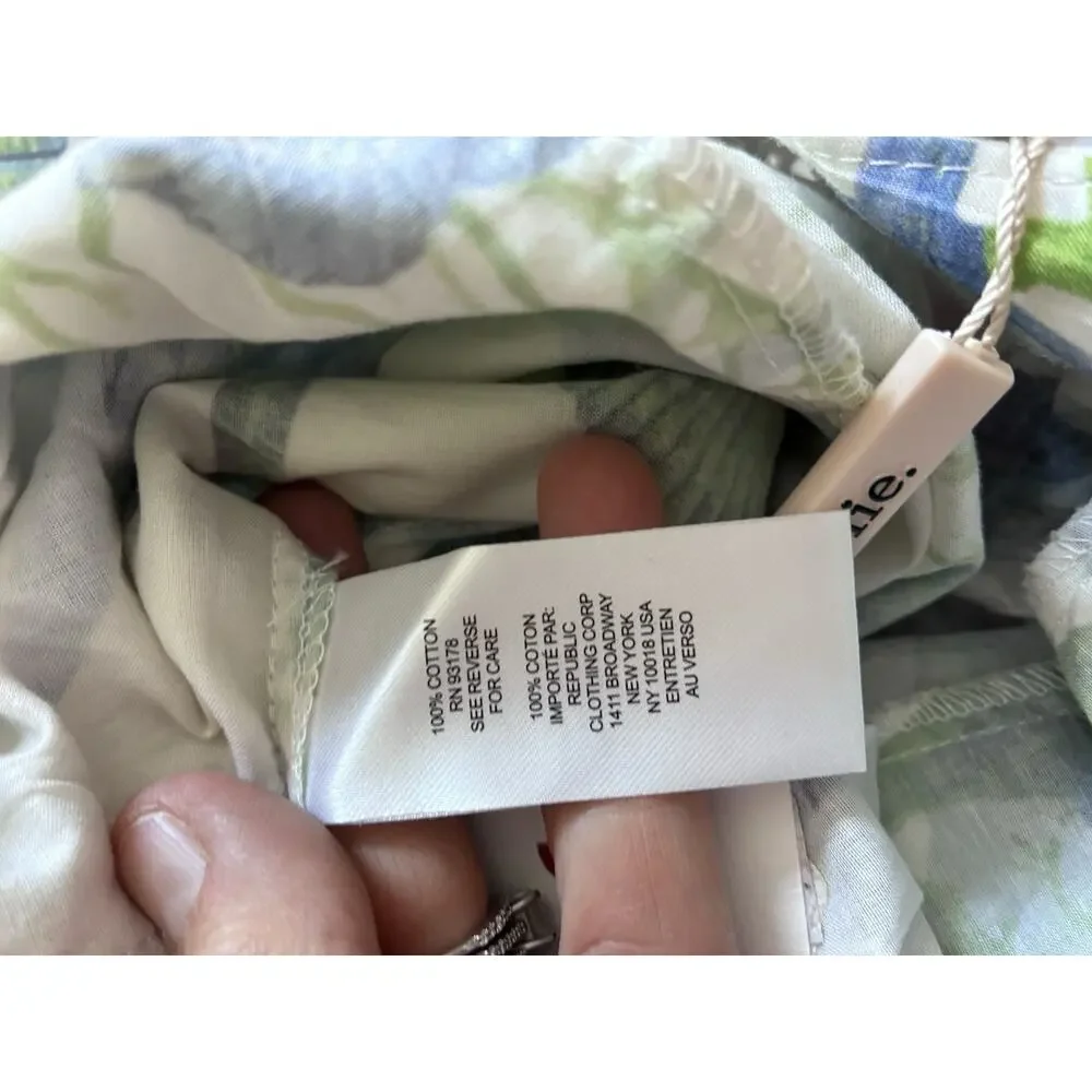 Elie Tahari Maxi Skirt A-Line size Small Sea Shells Cotton Pockets White Blue - Picture 6 of 9